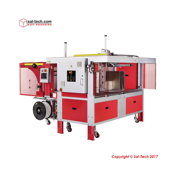 STEP TP-702CCQ Corrugated Strapping Machines with 3-Sides Squaring Function
